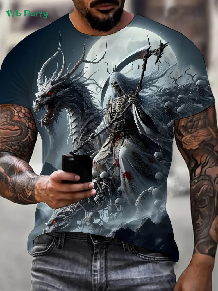 

Мужская футболка с 3D драконом и рисунком, летние уличные мужские топы, винтажная модная мужская одежда, новая мужская футболка большого размера с короткими рукавами