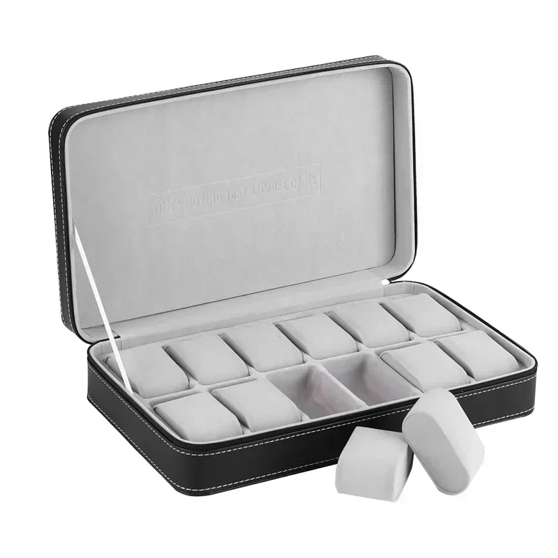 2024 New 6/10/12 Girds Portable Watch Storage Boxes Organizer with Zipper Classic Style Multifunctional Watch Display Box