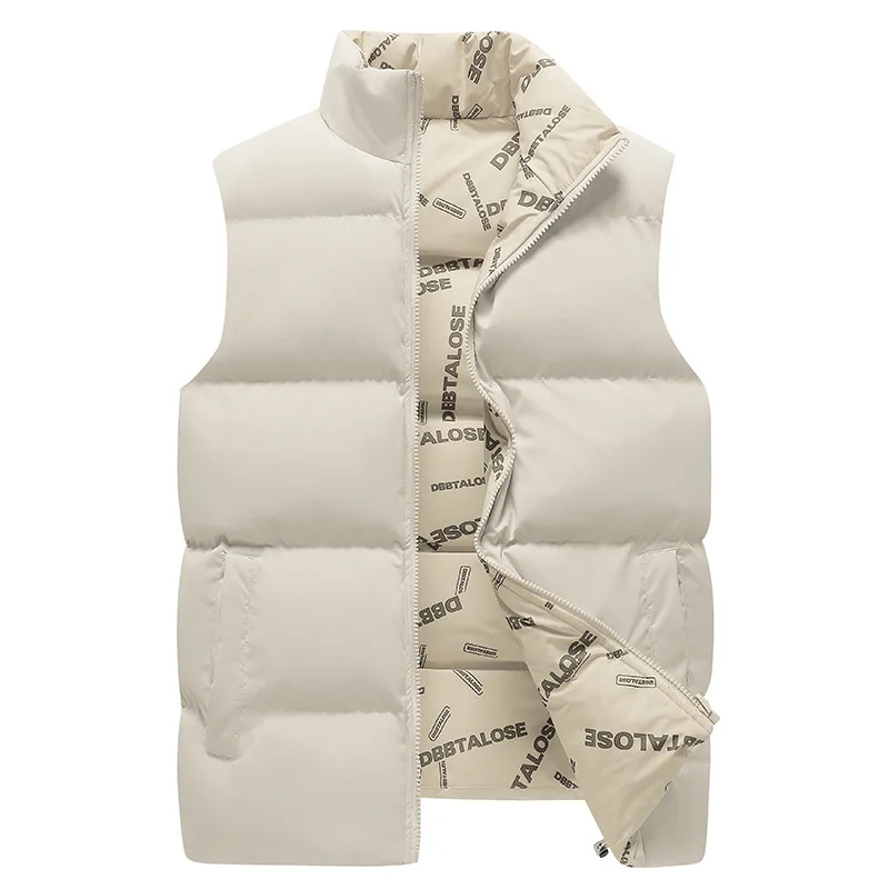Men Reversible Vest Autumn Winter New Arrival Stand Collar Thick Warm Outerwear Korean Style Casual Fashion Waistcoat for Middle