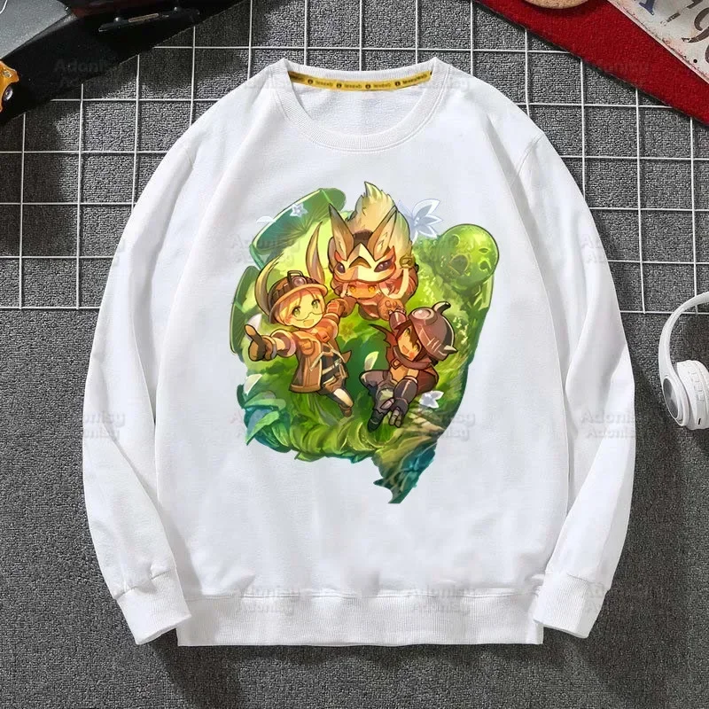 

Made In Abyss Autumn Sweatshirt Men Hip Hop Nanachi Riko Japanese Manga Hoodie For Men Classic Pullover Tops White