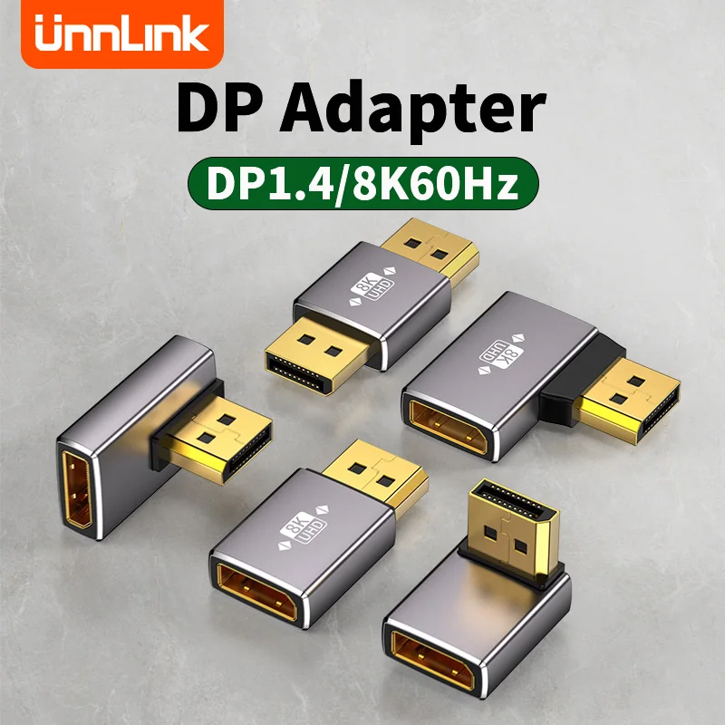 

Unnlink 8K DisplayPort 1.4 Adapter DP Male Female Extender Alloy Shell Extension Connector Converter for PC TV Laptop Projector