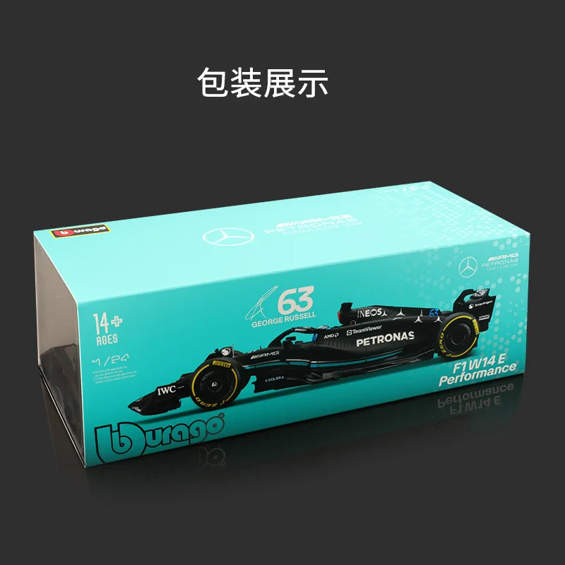 Bburago 1:24 Mercedes AMG F1 Team W14 2023 # 44 Hamilton # 63 Alloy Car Model Formula One Die Casting Model