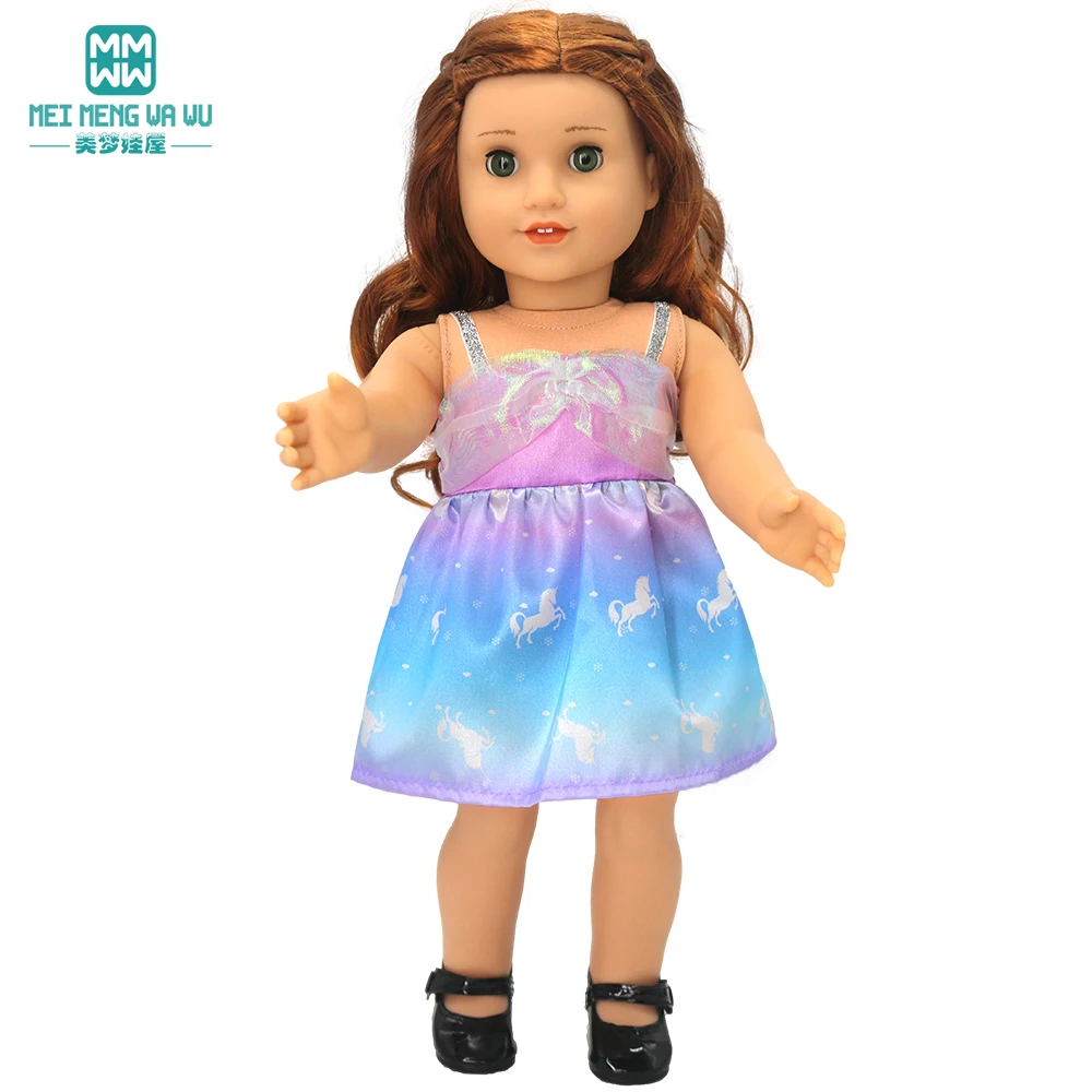 Doll Clothes for 43-45cm New Born American Doll Fashion T-Shirt Overalls Princess Gauze Skirt Gift for Girls