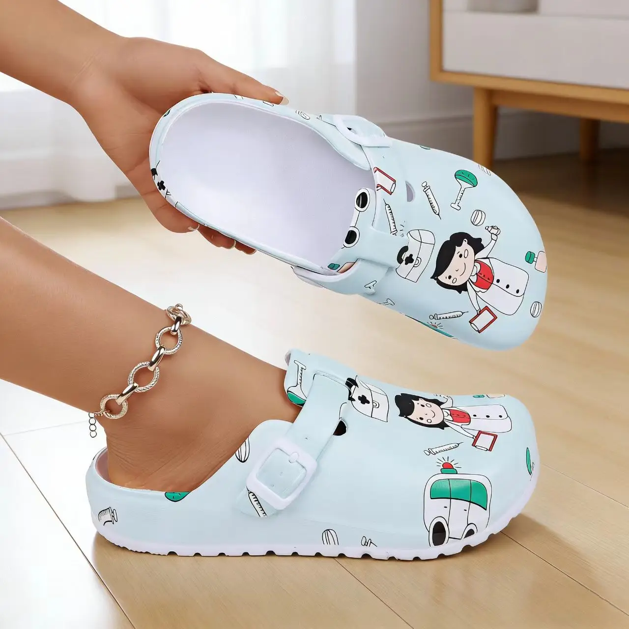 

Женские модные сандалии на платформе с подошвой из ЭВА, с поддержкой свода стопы, регулируемой пряжкой, нескользящие, для улицы