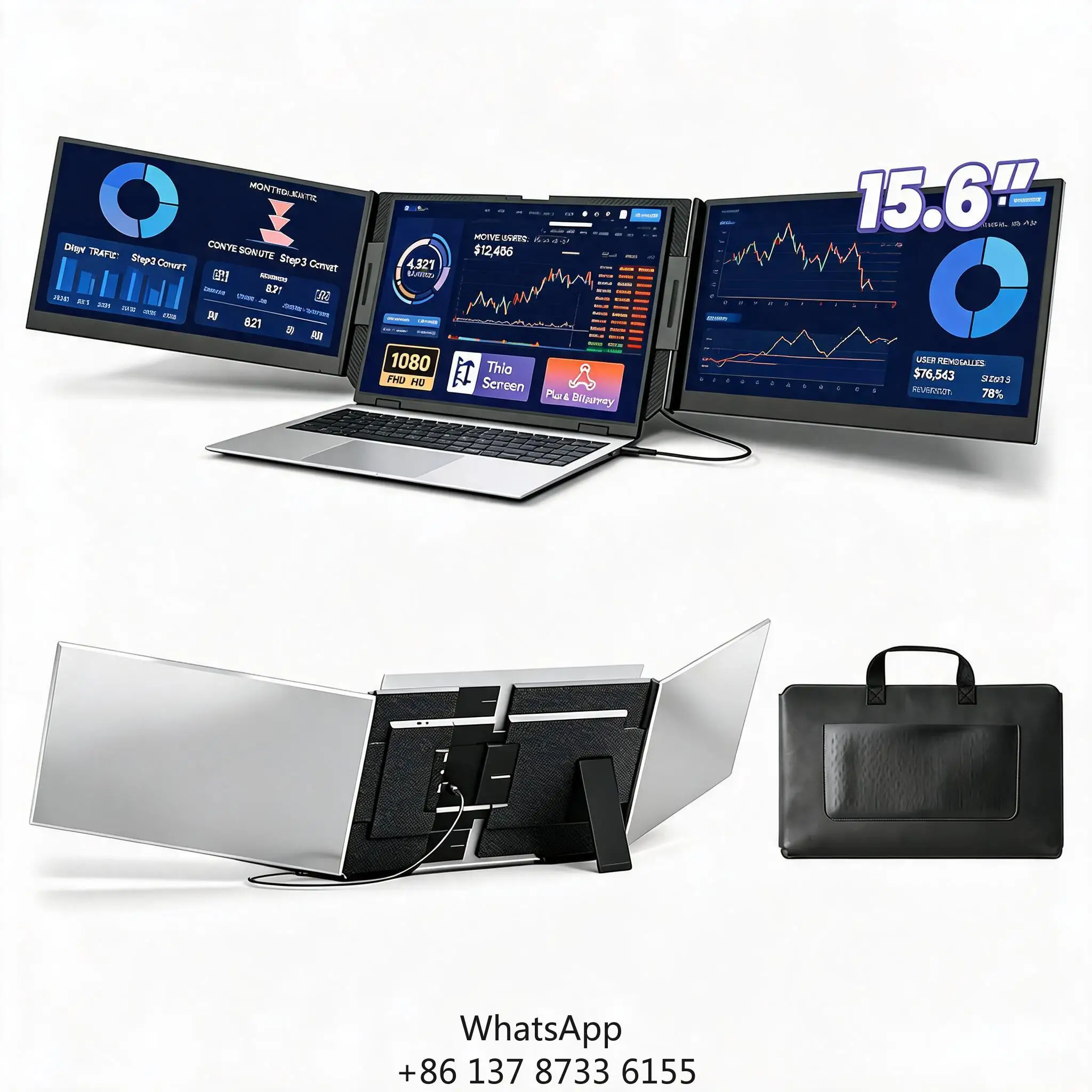 15.6 Inches Dual Monitor For Laptop Gaming Monitor Screen Extender Laptop Screen Extension Tri Monitor