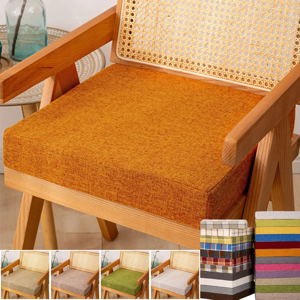 1PC Linen Cotton Cushion High-density Sponge Cushion Thickened Sofa Bay Window Cushions Chair Increase High Cushion Hardness