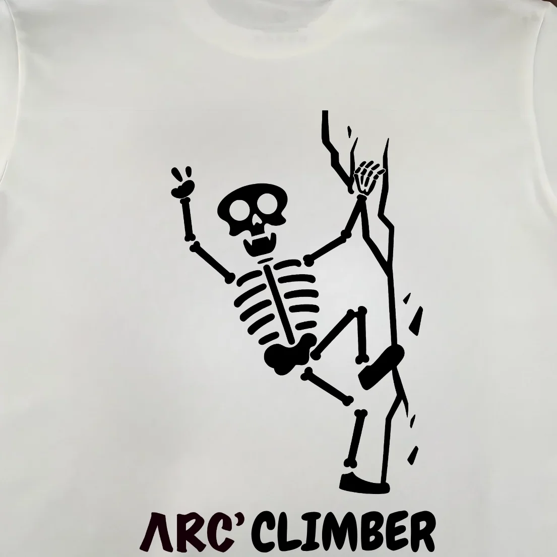Loose Fit Pure Cotton Short Sleeve T-Shirt Climbing Theme Unisex Summer Top Breathable Comfortable Printed round Neck Tee