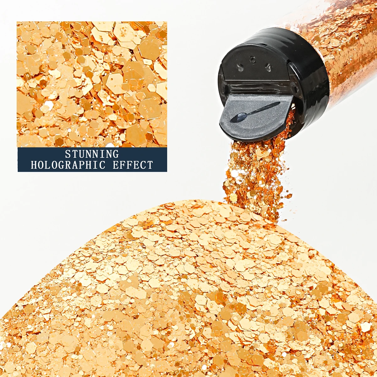 80 g Metallic-Mix, klobiger Glitzer, Bastel-Glitzerpulver, gemischte, klobige, feine, schillernde Nagel-Pailletten für Nägel, Festival-Dekoration – Detail 9