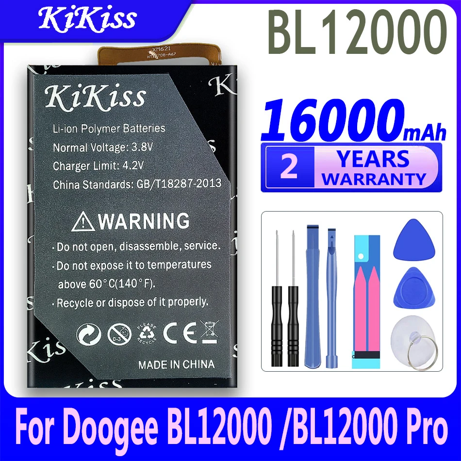 

Аккумулятор 16000 мАч Kikiss Для Doogee BL12000, запасные части для телефона, резервная батарея для смартфона Doogee BL12000