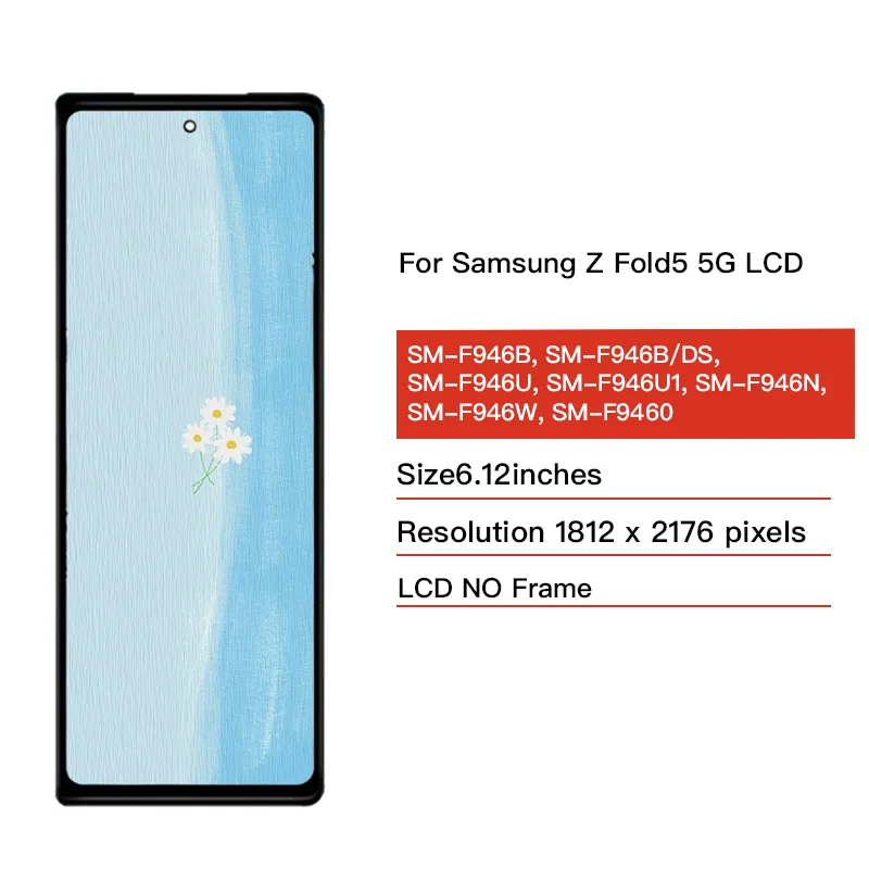 TFT Display For Samsung Z Fold 5 F946B F946U LCD Display Digitizer Touch Screen Replacement Assembly Z Fold5 Display Parts