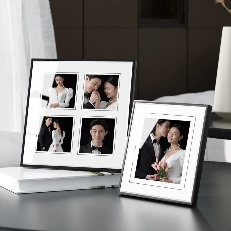 Creative Minimalist Black High-End Glass Photo Frame  7-inch & 10-inch Tabletop Wedding Picture Frame Home Décor
