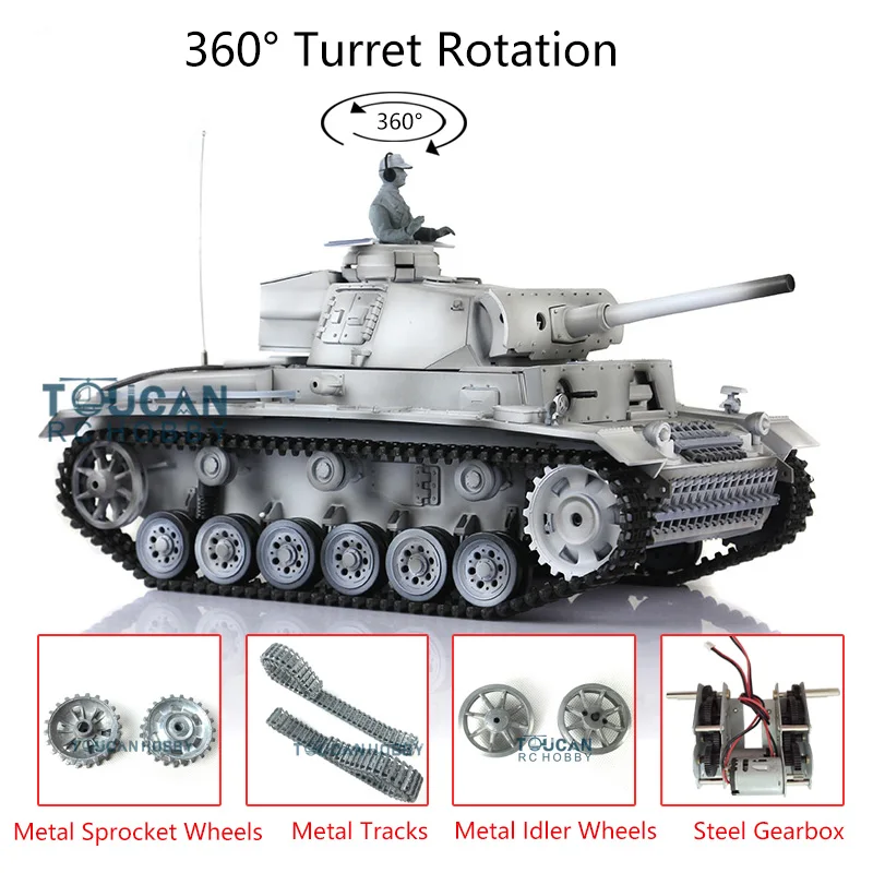 HENG LONG 1/16 Snow 7.0 Upgraded Panzer III L FPV RTR RC Tank 3848 360° Turret Remote Control Car Boys Toys TH17352-SMT4