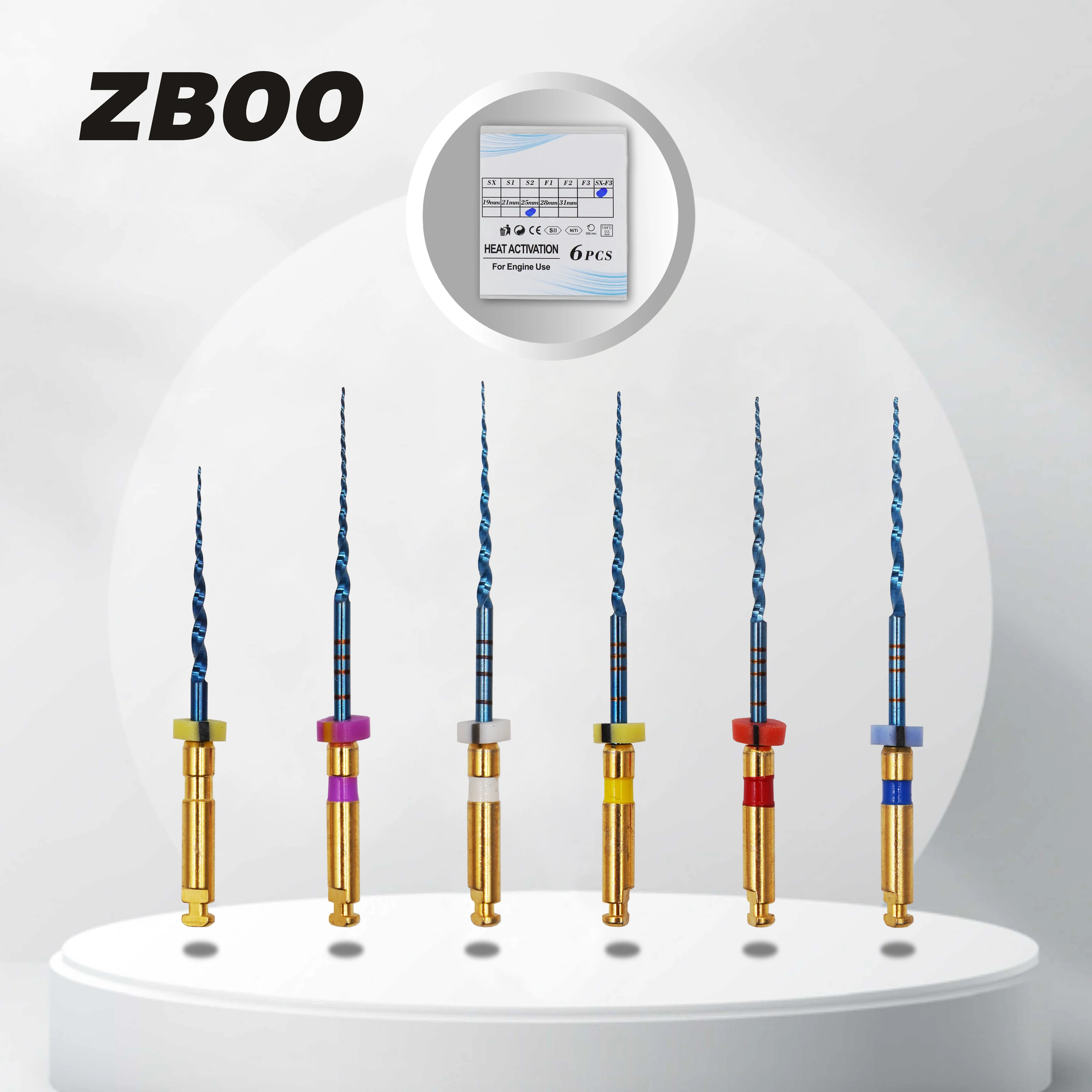 6pcs/Pack 25mm Dental Files Root Canal Use Rotary Heat Activated Endodontic Files Rotating File Dentistry Instruments