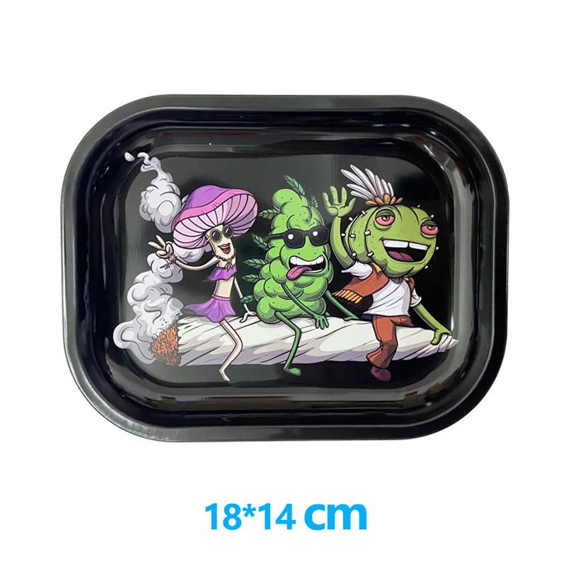 18*14cm Dry Herb Cigar Tray Lighter Ash Storage Ashtray Metal Ashtray Rolling Plate Houseware