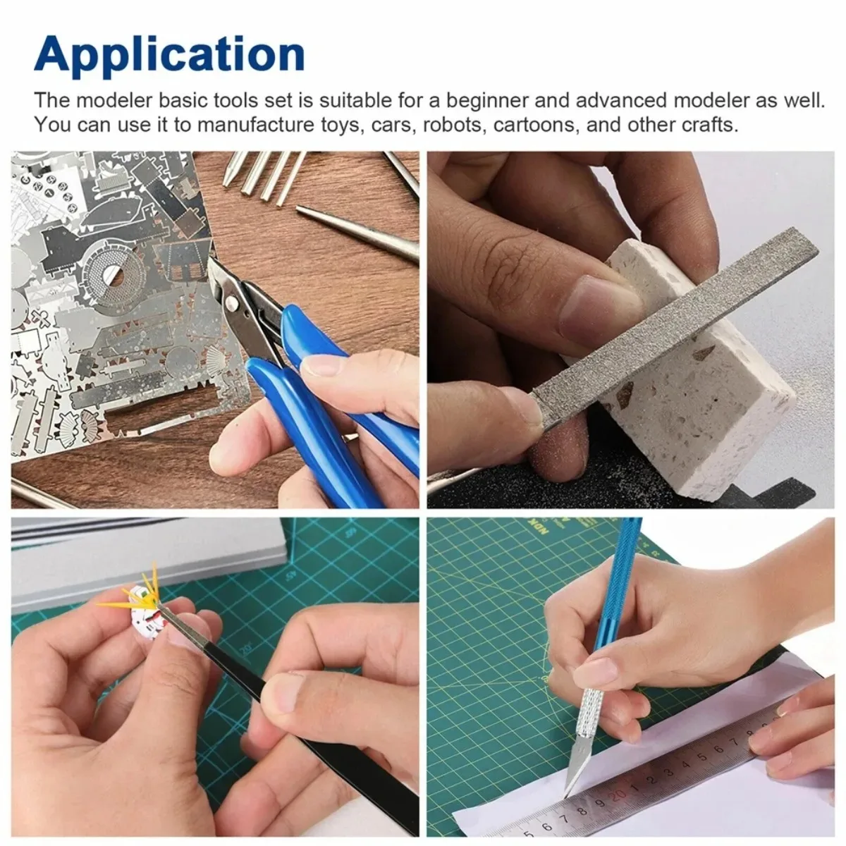 21 stks/set Model Gereedschap Kit DIY Professionele Hobby Building Tool Kit Modeler Basic Gereedschap Tangen Schuurpapier Pen-Mes Model Basic