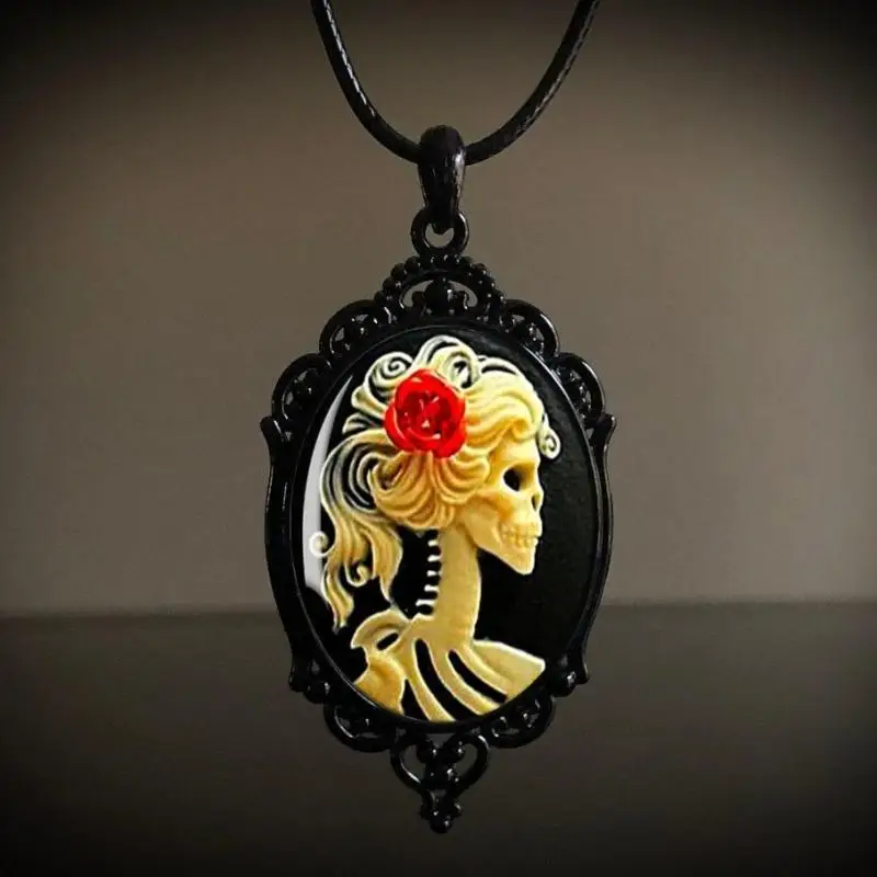القوطية الأحمر روز الجمجمة قلادة قطيفة قلادة الجمجمة الملكة طوق قلادة قلادة Y2K سحر موضة الرقبة مجوهرات اكسسوارات