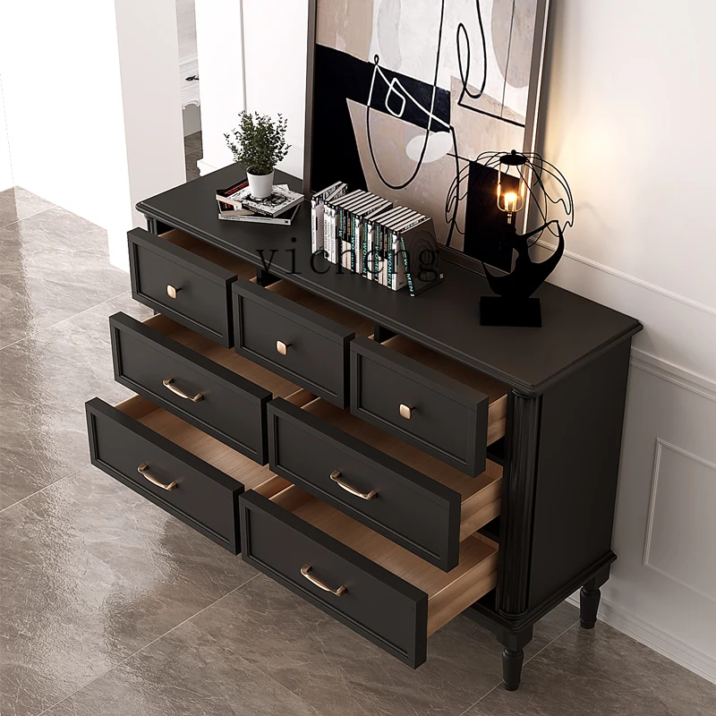 

GZ black chest of drawers modern simple bedroom living room storage storage cabinet B & B wabi sandy wind
