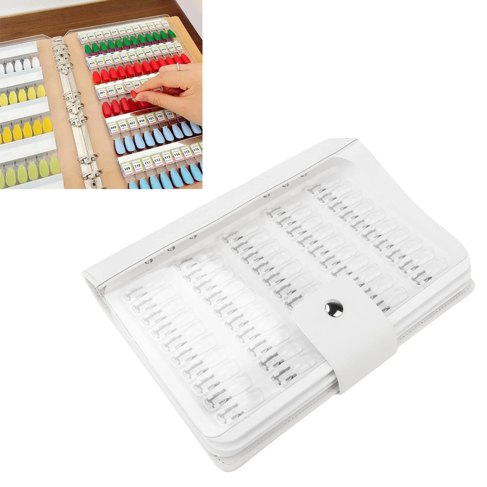 

150 Colors Nail Color Display Book Nail Sample Swatches Book with Clear Fake Nails PU Leather Cover for Home DIY Salon