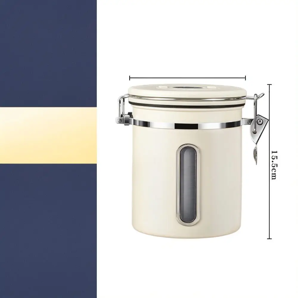 Airtight Stainless Steel Container For Coffee Beans Storage Jar With One Way Valve Clear Window Kitchen Organizer