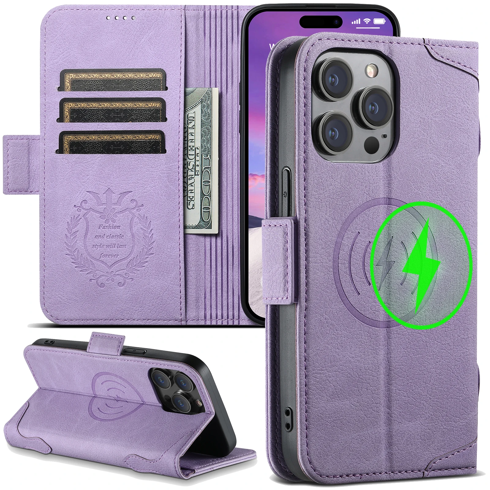 SUTENI Luxus-Brieftasche aus Leder, Magsafe-Kartenhalter, Flip-Magnet-Handyhülle für iPhone 18 17 Air 16 15 14 13 12 Pro Max Plus Cover – Detail 9