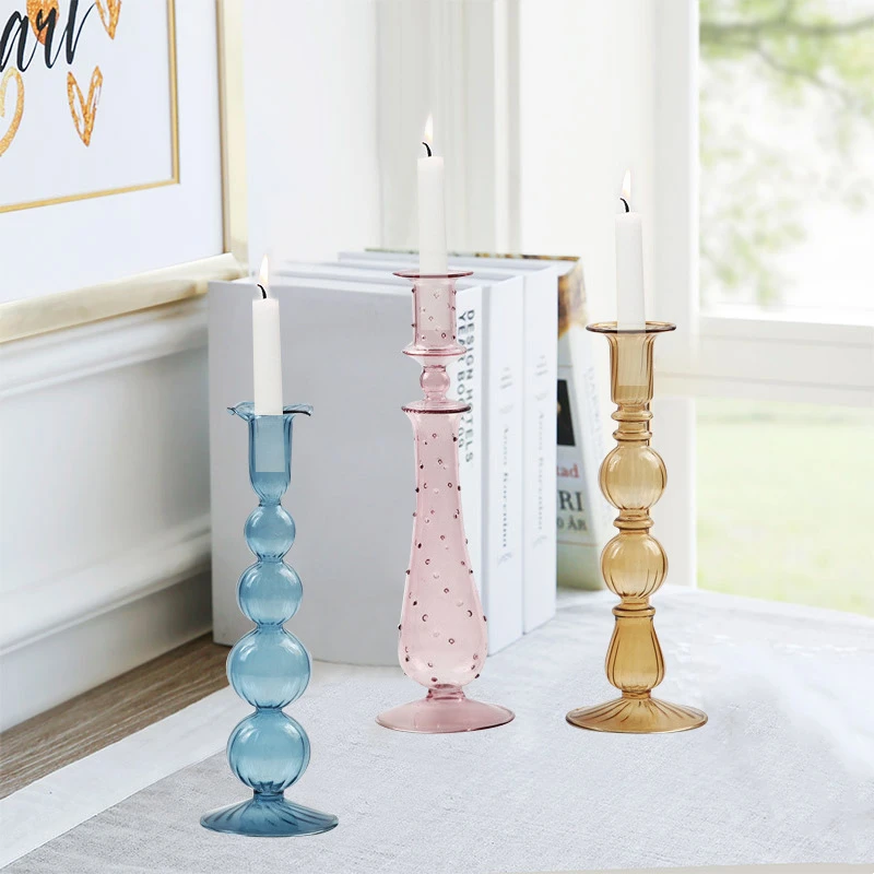 Free Shipping 4pcs/pack Different Design Glass Candle Holder Wedding Prop Home Decoration Family Gatherings Candlelit Dinner