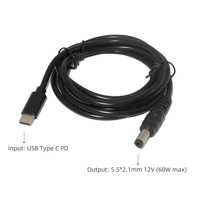 DC To USB Type C PD 9V 12V 15V 5.5x2.1mm Power Supply Cable USB-C Charging Adapter Cord For Wireless Router LED Strip Speaker