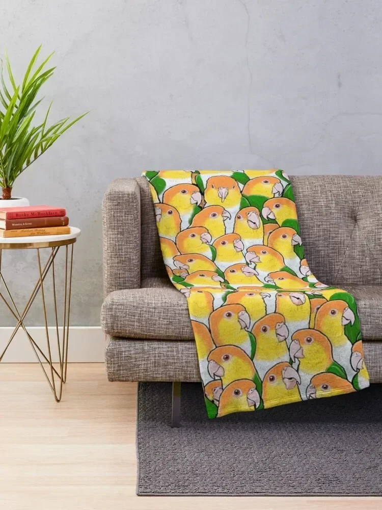 White-bellied Caique Parrots Throw Blanket Camping Designers funny gift Blankets