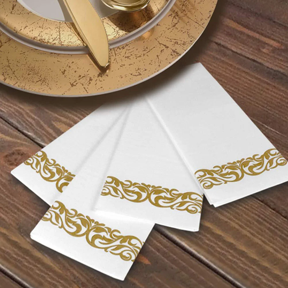 25 Pcs Desktop Cocktail Paper tovagliolo Dinner Party Gold Decor Holiday Supply tovaglioli a coda di cocco pasta di legno vergine pieghevole