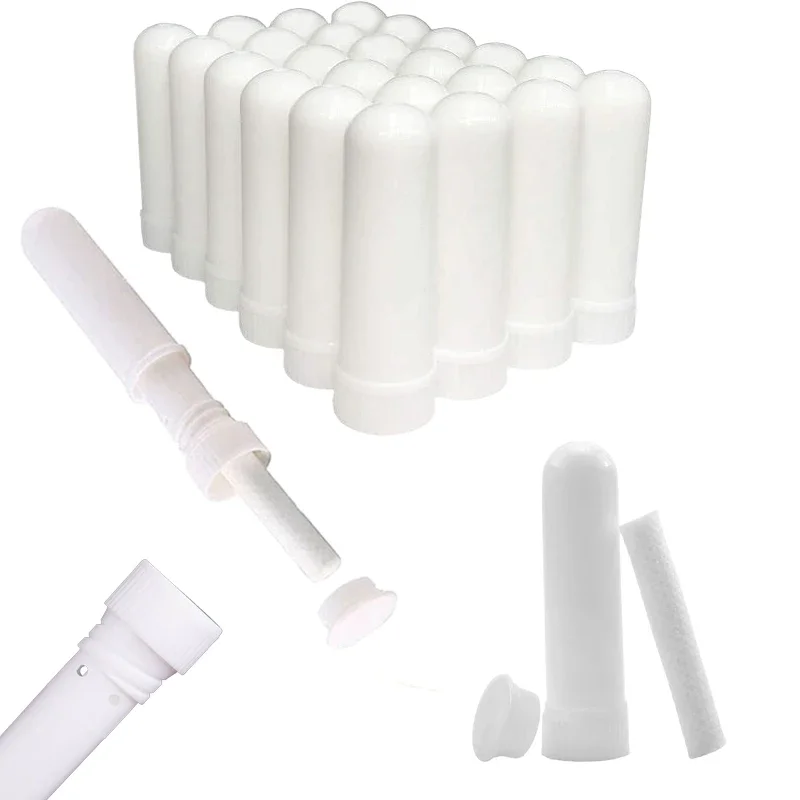 300Pcs Empty Portable Nasal Inhaler Tubes w/ Wicks Blank Nasal Inhaler Containers For Sleep Perfume Aromatherapy Essential Oil