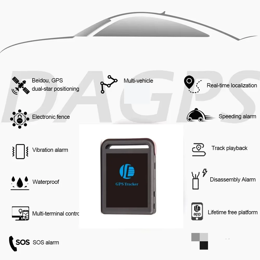 DAGPS TK102 Portable Mini GPS/GSM/GPRS Car Vehicle Tracker with usb cable Realtime tracking device person Track device.