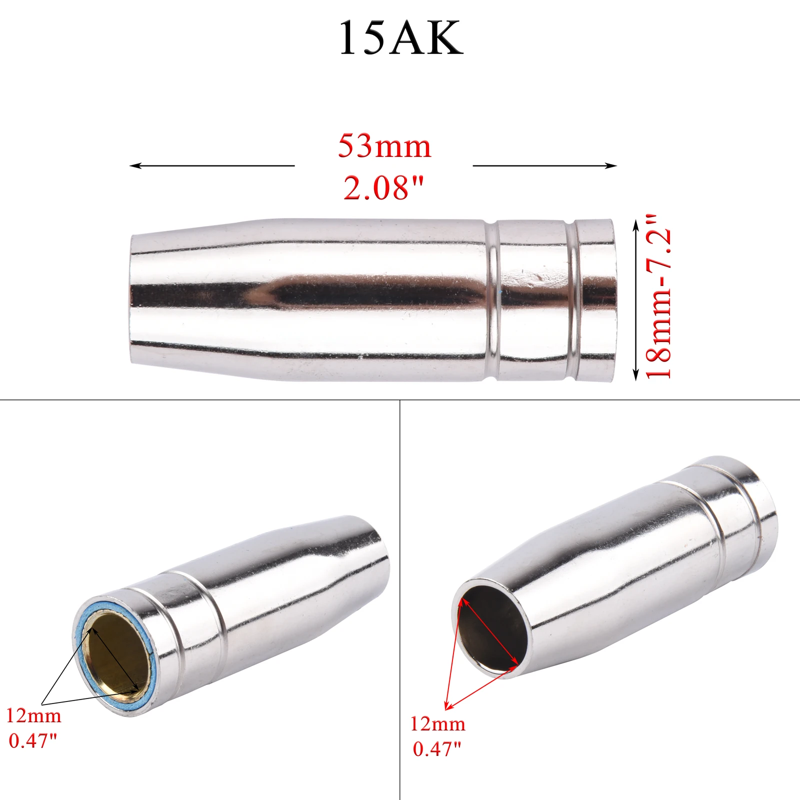 5/10Pcs 15AK/24KD/36KD Gas Nozzle Pure Copper Euro Conical Shield Cup Tips Nozzle Fit MB 15AK/24KD/36KD MIG/MAG Welding Torch