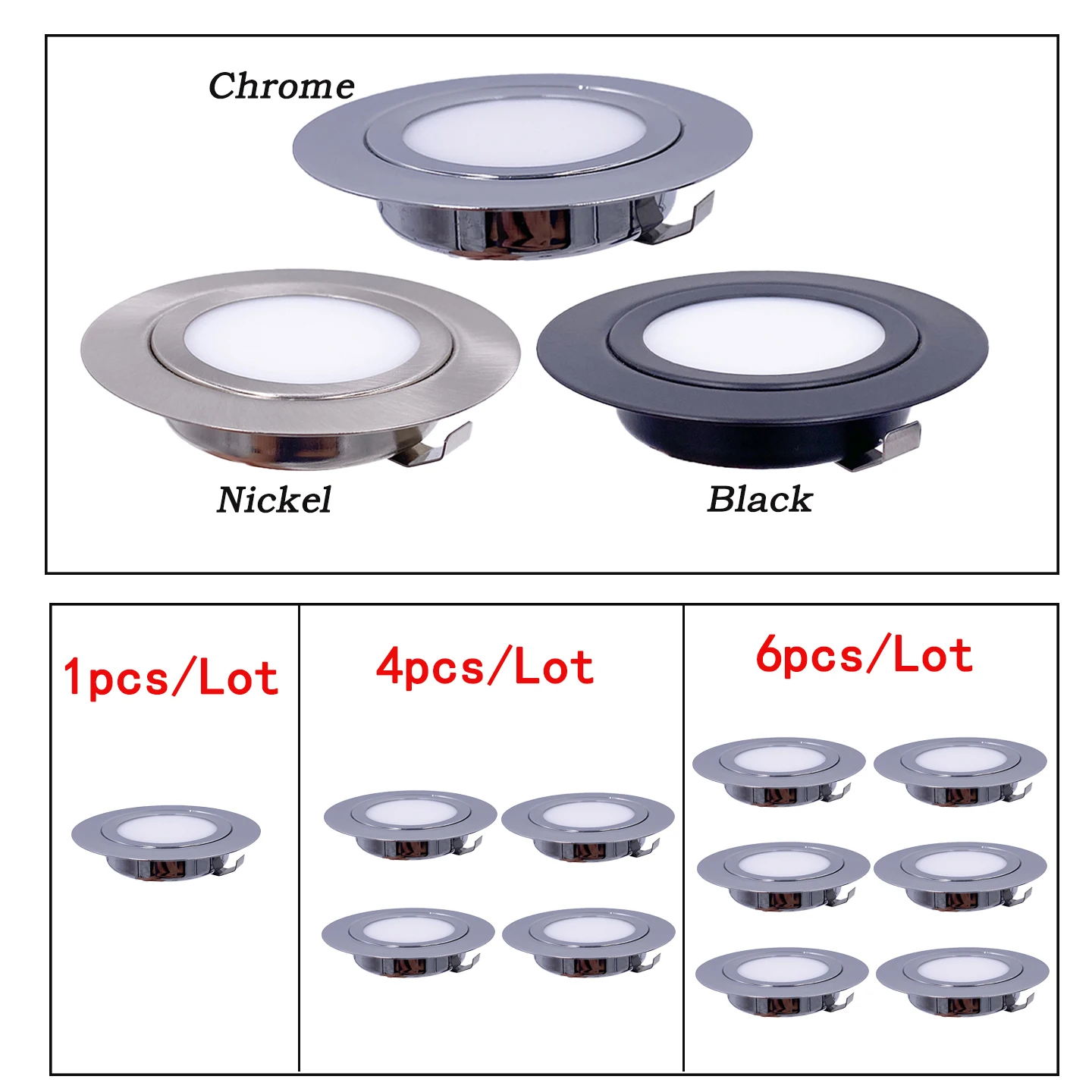 4/6-Pack DC12V/24V LED Downlights IP65 Waterproof Ultra-Thin Recessed Ceiling Lights for RV Bathroom Cabinet 5W 55MM Cutout