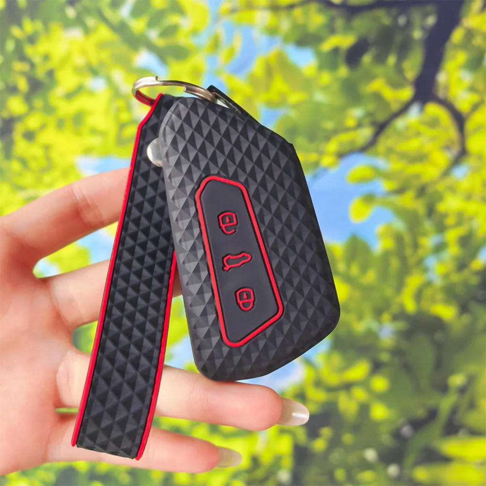 3Button Remote Key Case Silicone Car Key Case Full Protection Key Case Cover for VW Volkswagen/Golf 8 MK8 ID.3 ID.4 /Cupra/Skoda