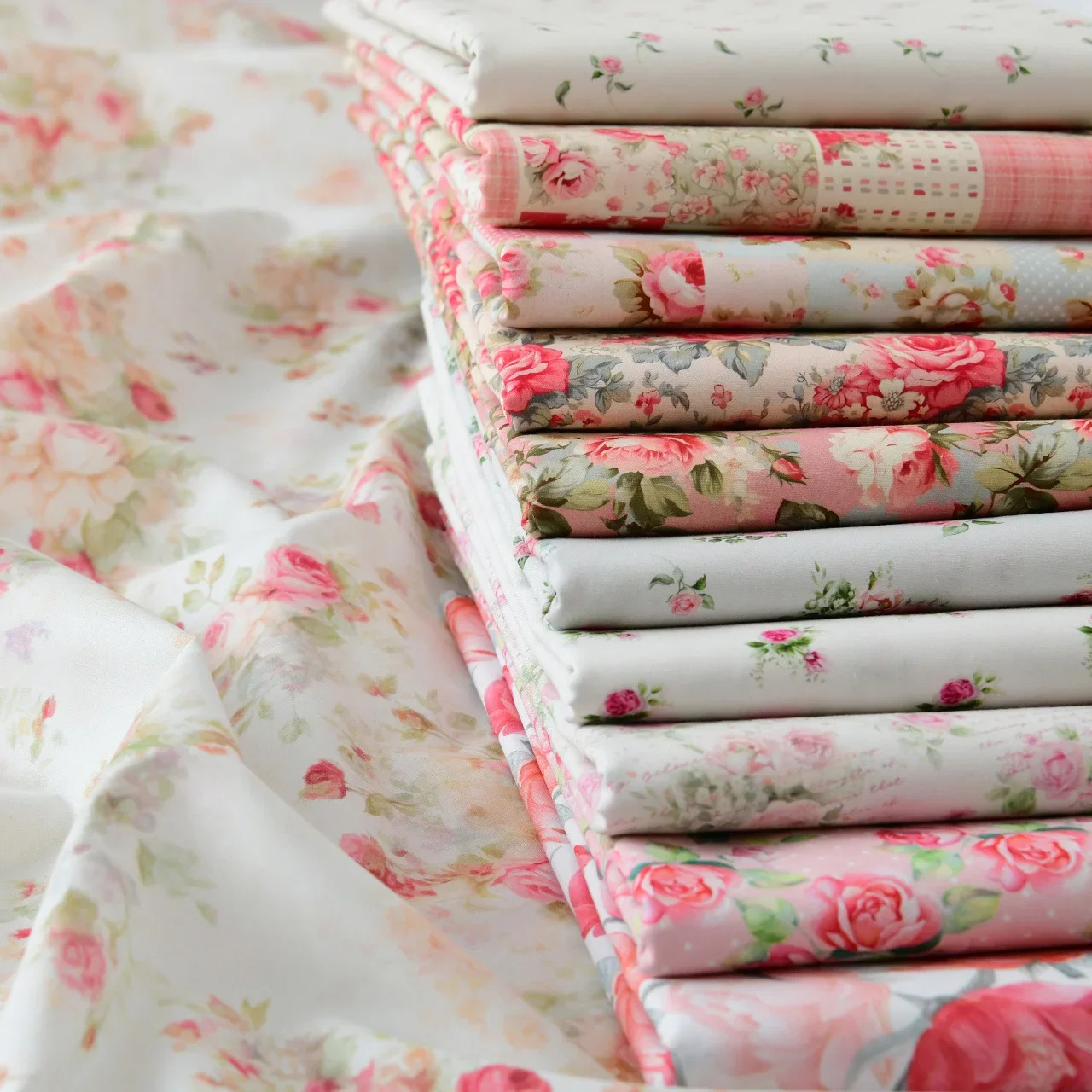 

Rose Printed Spring Summer Cotton Poplin Sewing Fabric Making Women's Wear Dress Children Clothing Home Clothes Cloth
