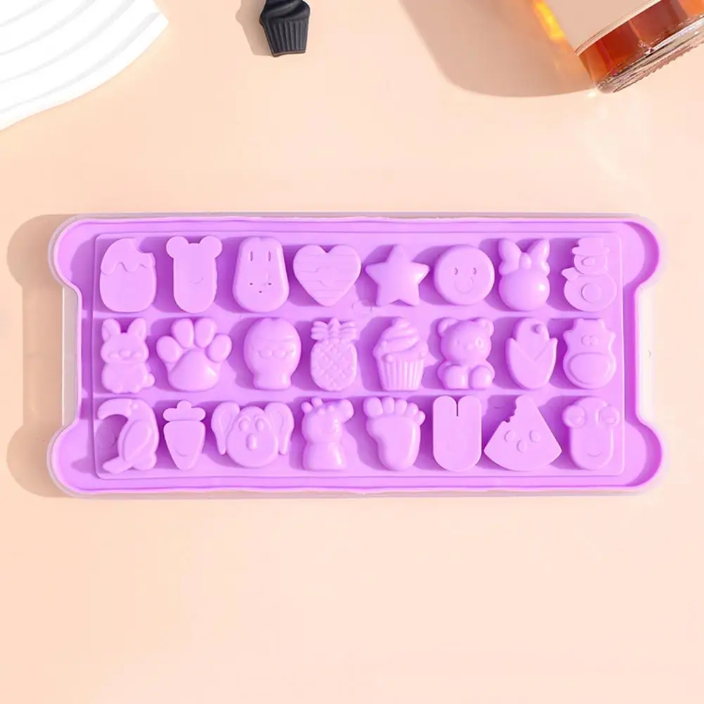 Ice Cube Mold Bpa-free Silicone Ice Cube Tray with Lid for Cocktails Whiskey 24 Grids Patterns for Kitchen for Beverages