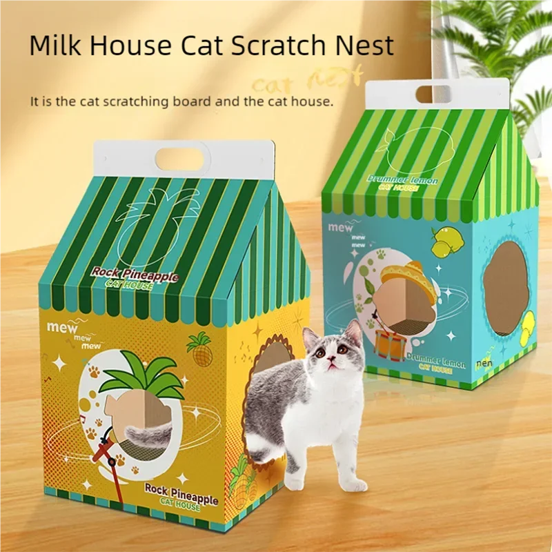 

Free Shipping non-toxic Cat scratch board cardboard box cat house pet supplies milk box scratch board corrugated paper cat nest