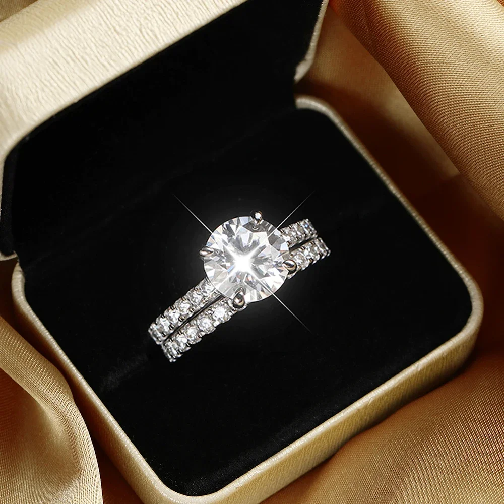 

BXINY 3CT, все наборы колец с муассанитом, стерлинговое серебро 925 пробы, сертифицированный лабораторный бриллиант для женщин, штабелируемые обручальные кольца, подарки, ювелирные изделия