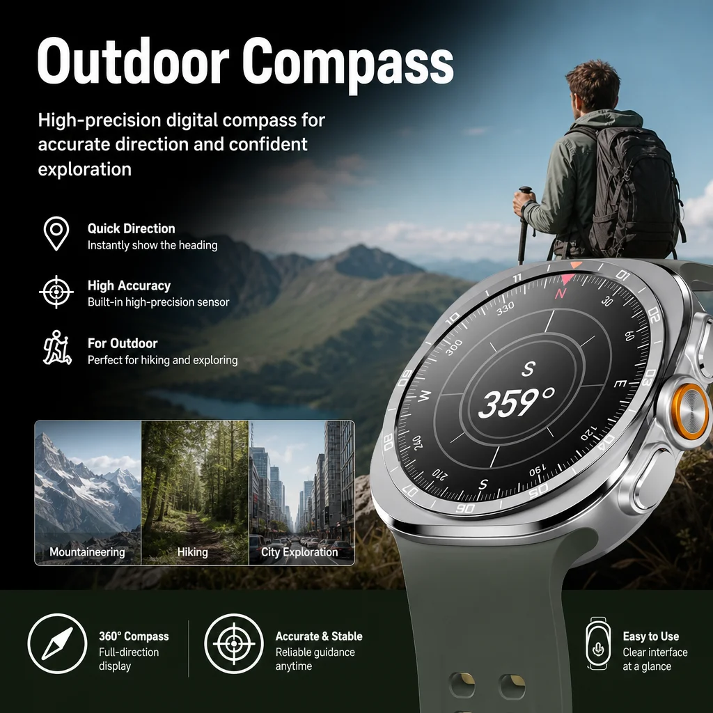 Sapphire Glass Smart Watch Men Women 1.52' Compass 400mAh Battery Bluetooth Call IP68 Waterproof Fitness Tracker Gift Android IO view 6