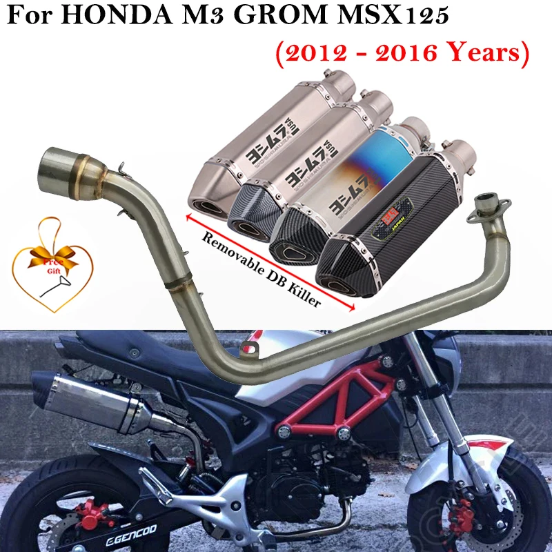 Full System For HONDA M3 GROM MSX 125 MSX125 2012 - 2016 Yoshimura Motorcycle Exhaust Front Link Pipe Modified Escape DB Killer