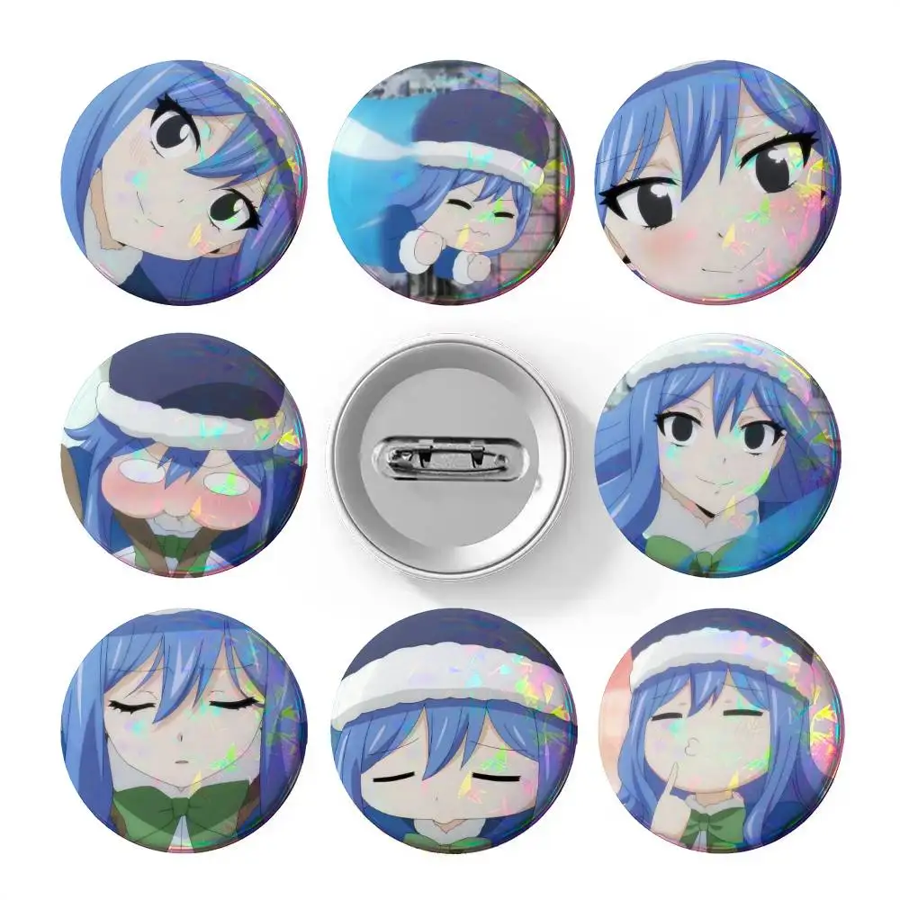 Anime Fairy Tail Juvia Lockser  Badges 25 32 44 58 75 mm Round Cosplay Pin Bag Decor Fans Collect Friends Gifts Brooch Souvenir