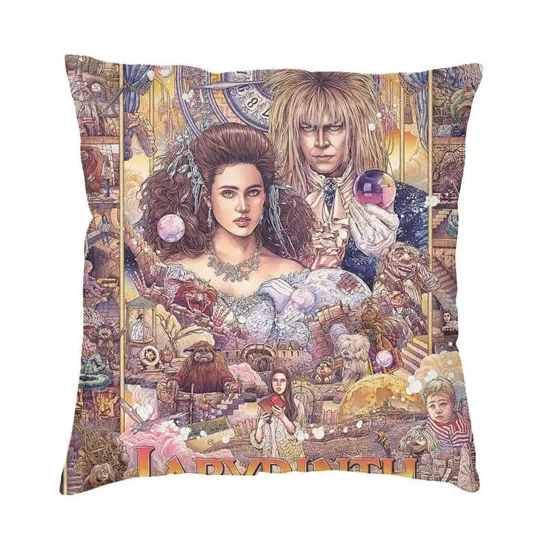 Labyrinth Movie Cushion Cover 45x45 Soft Horror Adventure Movie Throw Pillow Case for Sofa Car Square Pillowcase Decoration
