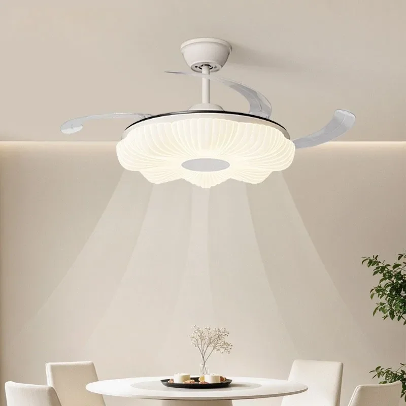 Invisible restaurant fan light 2025 new cream wind silent integrated ceiling fan light simple modern bedroom fan light