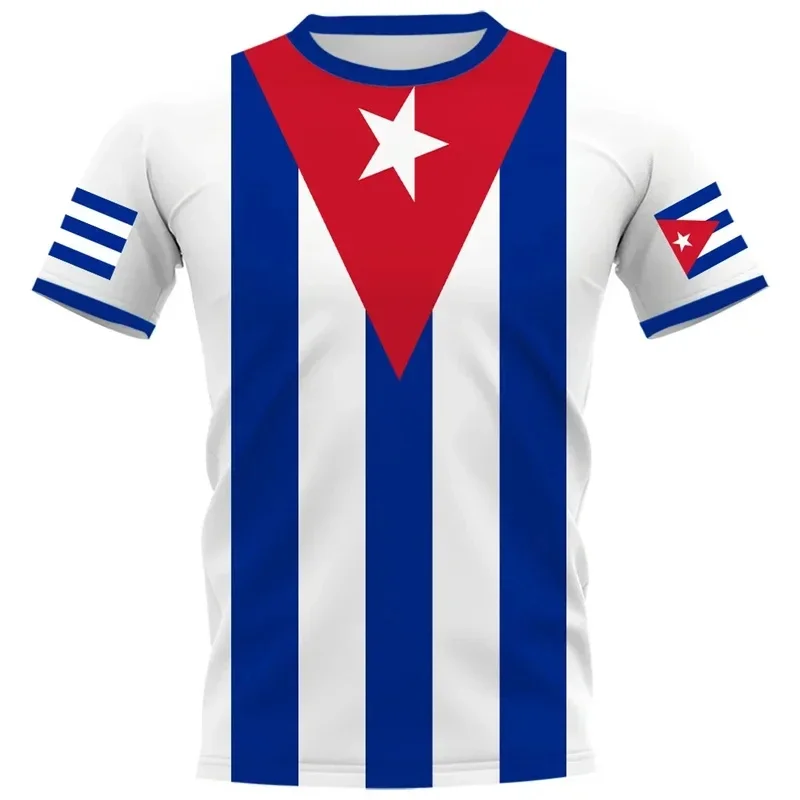 Camisetas con estampado 3D de la bandera de Cuba para hombre y mujer, ropa de calle de manga corta con cuello redondo, Tops de gran tamaño, novedad de verano