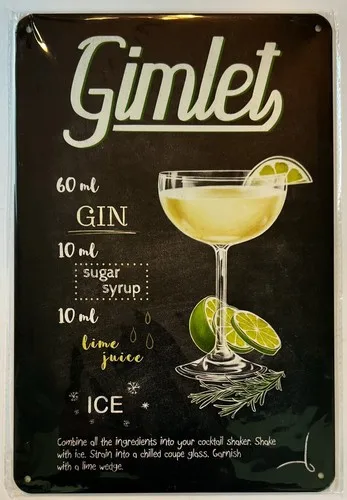 Gimlet Cocktail and Drink Mix Recipe Collection ; Wall Art