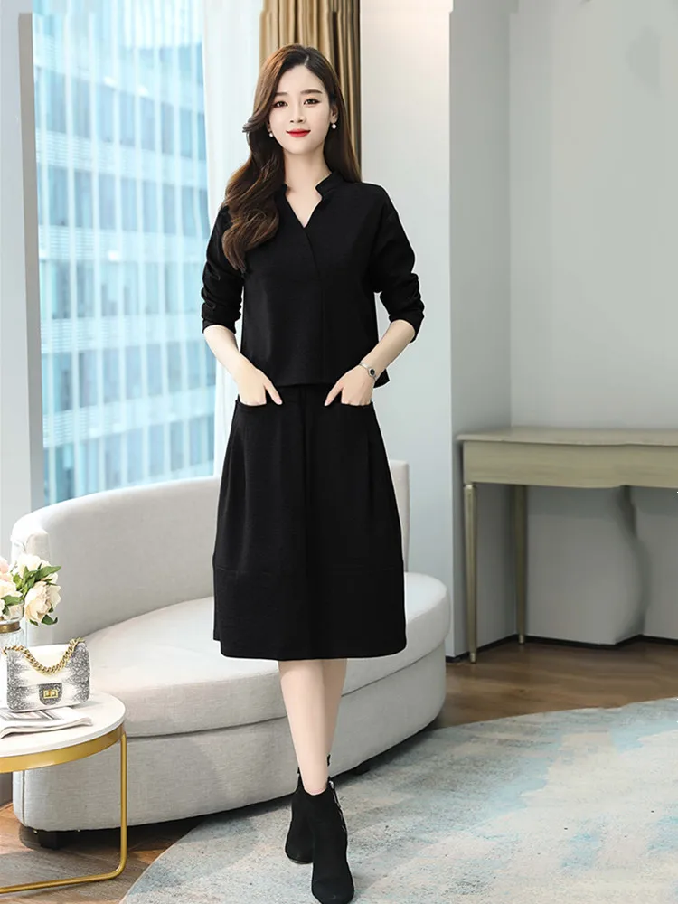 Conjunto de falda Lisa para mujer, traje elegante de 2 piezas, gran tamaño, alta calidad, primavera y otoño, novedad de 2023