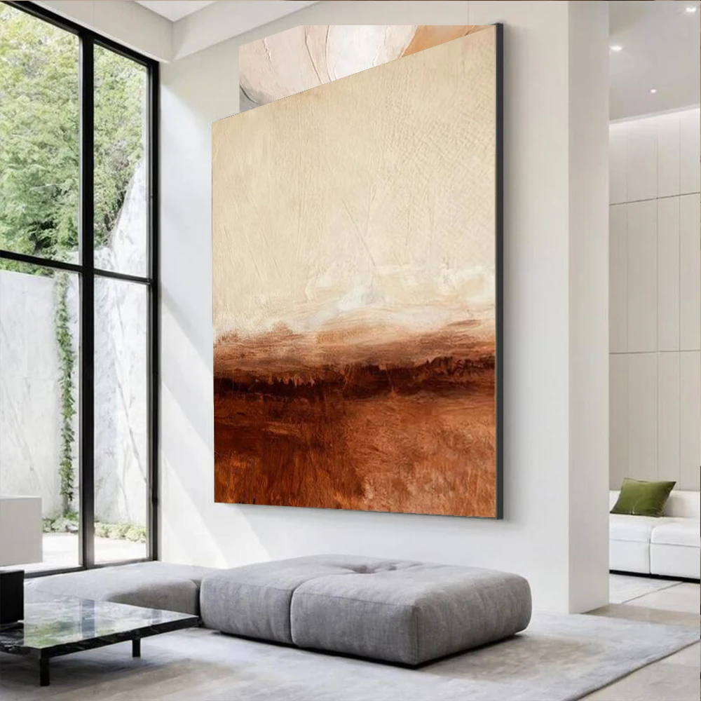 100% Handmade Abstract Oil Painting ins Horizon Landscape Wall Art Picture Big Mural for Home Living Room Decor on Canvas Image