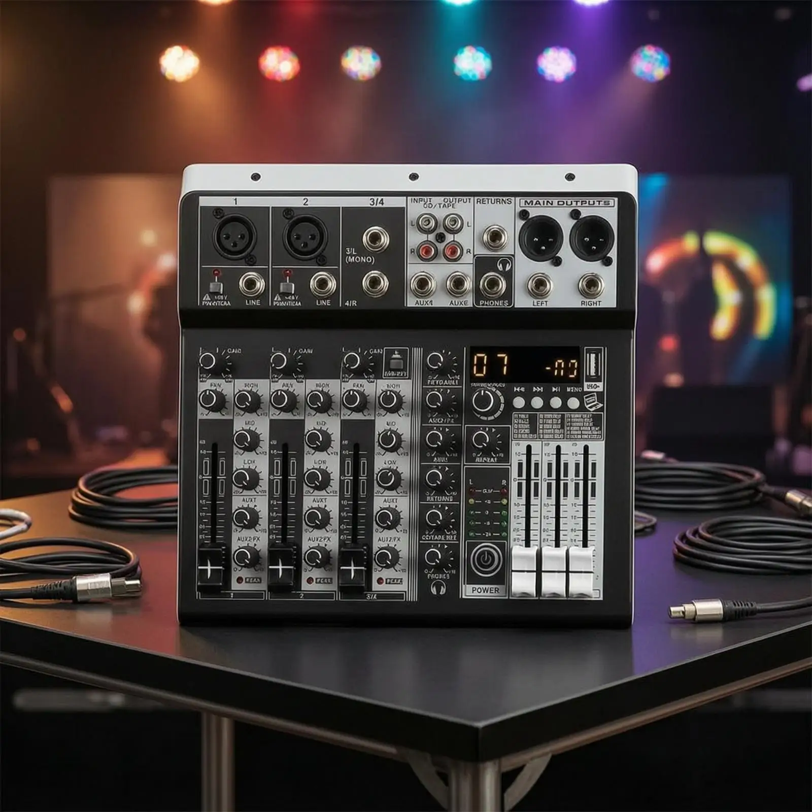 4-Channel Mixer Compact Sound Mixer with USB Interface Portable Mixing Console with for Streamers, Podcasters, Home Studio, Live
