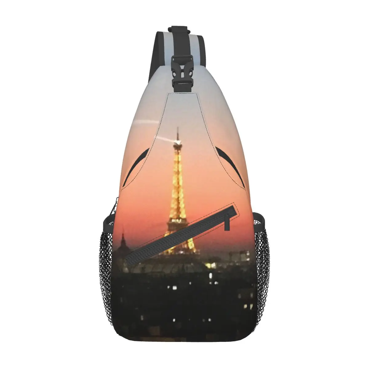 

Paris Eiffel Tower Crossbody Sling Bag Small Chest Bag World Wonder Shoulder Backpack Daypack for Travel Hiking Camping Satchel