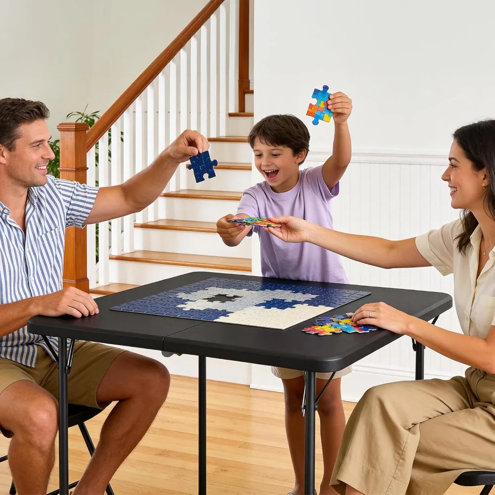 Folding Table 2 Pack 36 Inch Square Portable Heavy Duty with Carry Handles