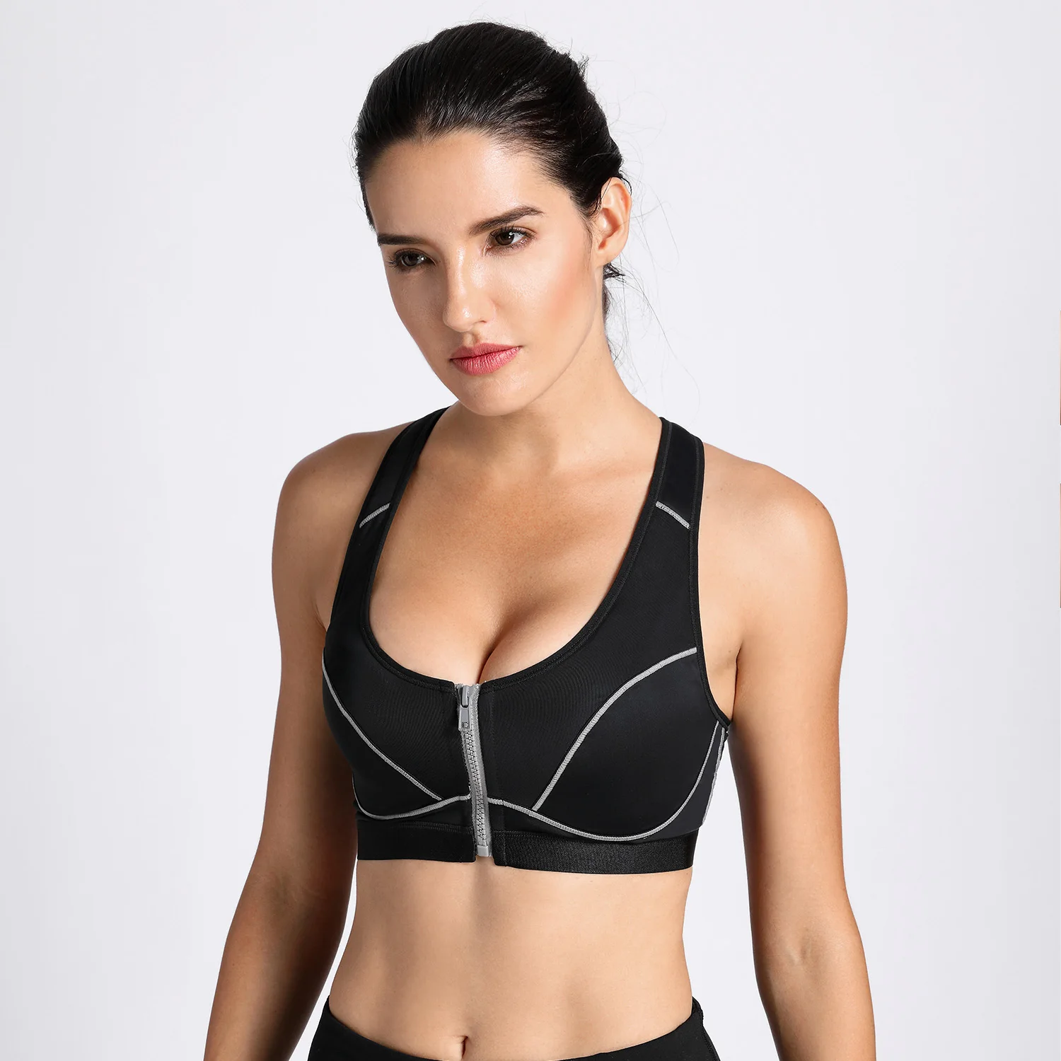 

SYROKAN Sports Bras Full Support Wirefree Criss Cross Bra High Impact Front Closure Racerback Sportswear Gym Top Underwear